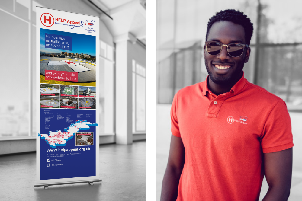 HELP APPEAL BRANDED PULLUP BANNER AND T-SHIRT